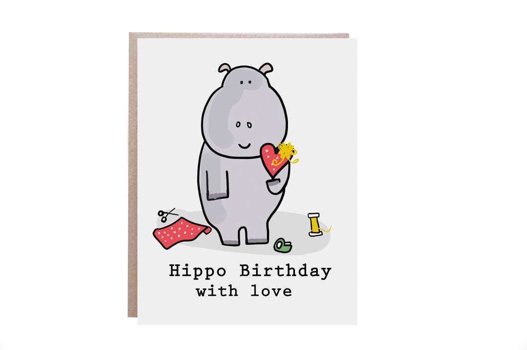 Hippo Birthday With Love Card