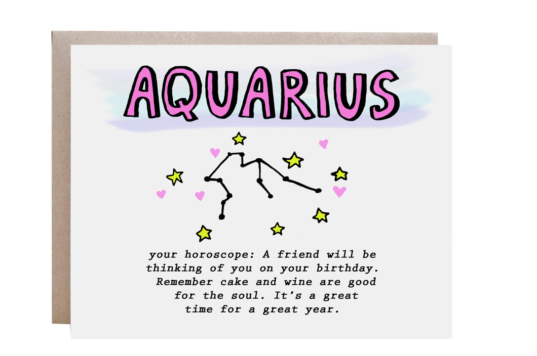Aquarius Zodiac Birthday Card