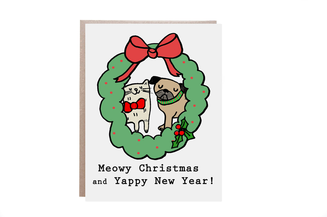 Meowy Christmas and Yappy New Year Card