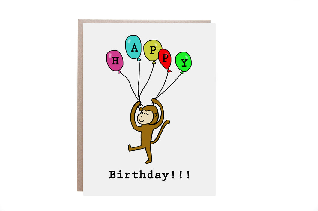Monkey Kids Birthday Card